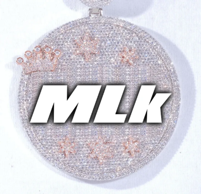 CUSTOM LETTER NECKLACE 3D BIG CROWN DISC sold by The GUU Shop