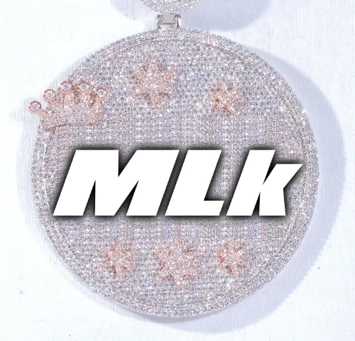 CUSTOM LETTER NECKLACE 3D BIG CROWN DISC sold by The GUU Shop