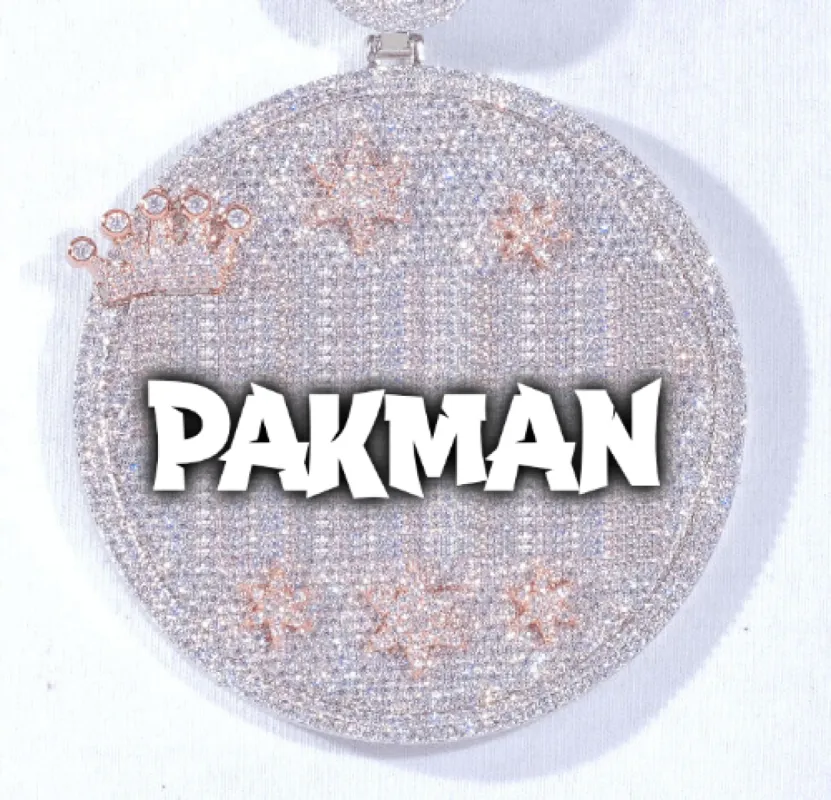 CUSTOM LETTER NECKLACE 3D BIG CROWN DISC sold by The GUU Shop