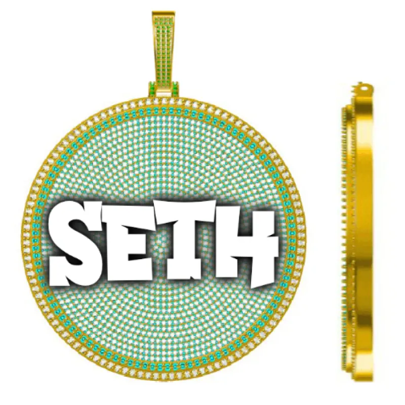 CUSTOM LETTER NECKLACE 3D BIG DISC sold by The GUU Shop