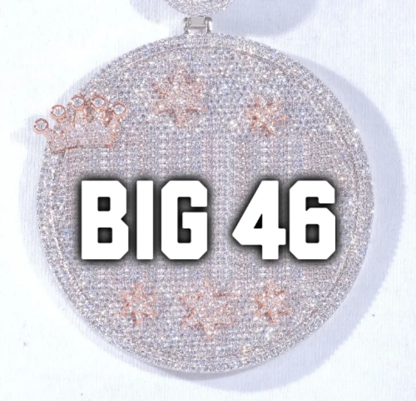 CUSTOM LETTER NECKLACE 3D BIG CROWN DISC sold by The GUU Shop