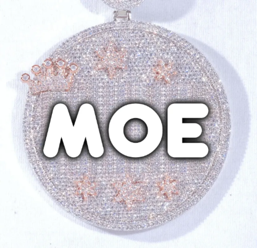 CUSTOM LETTER NECKLACE 3D BIG CROWN DISC sold by The GUU Shop