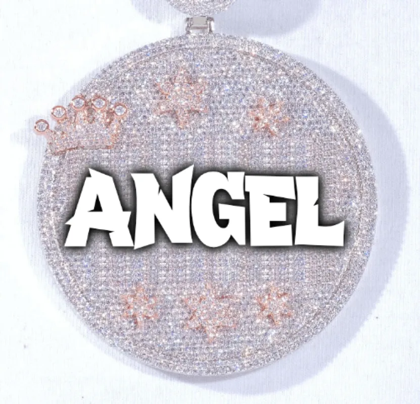 CUSTOM LETTER NECKLACE 3D BIG CROWN DISC sold by The GUU Shop