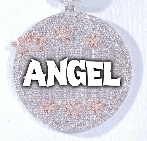 CUSTOM LETTER NECKLACE 3D BIG CROWN DISC sold by The GUU Shop