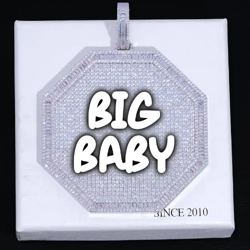 CUSTOM LETTER NECKLACE 3D BIG OCTAGON sold by The GUU Shop