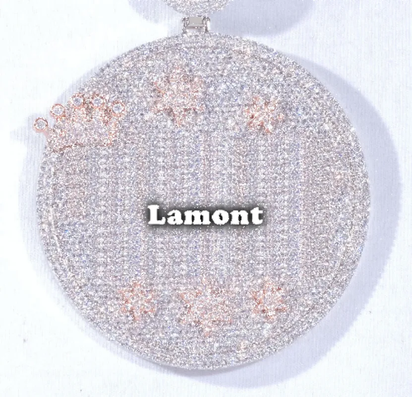 CUSTOM LETTER NECKLACE 3D BIG CROWN DISC sold by The GUU Shop