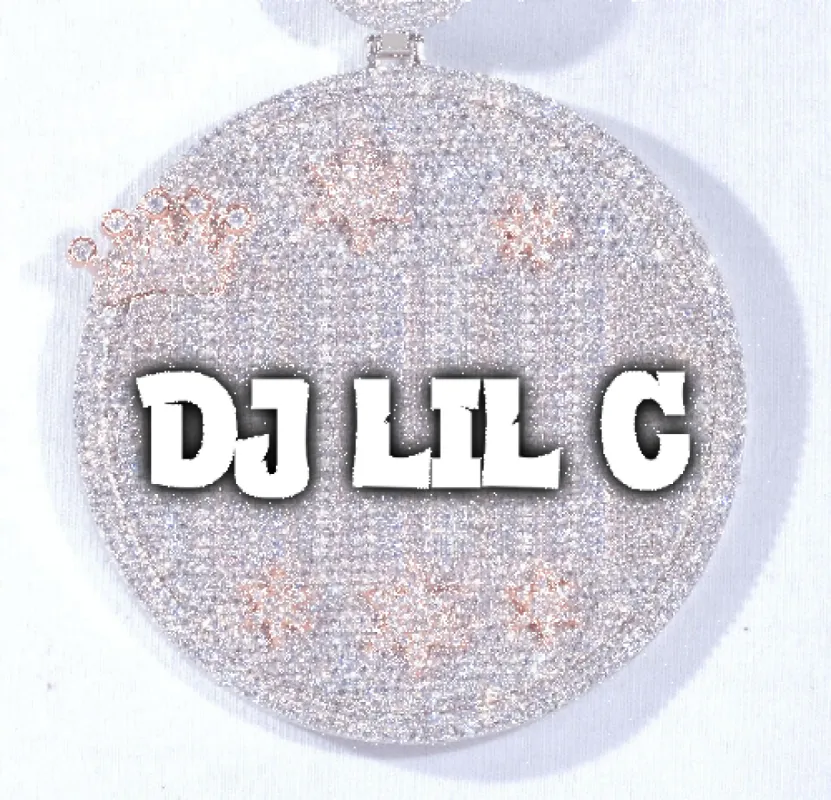 CUSTOM LETTER NECKLACE 3D BIG CROWN DISC sold by The GUU Shop