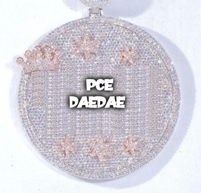 CUSTOM LETTER NECKLACE 3D BIG CROWN DISC sold by The GUU Shop