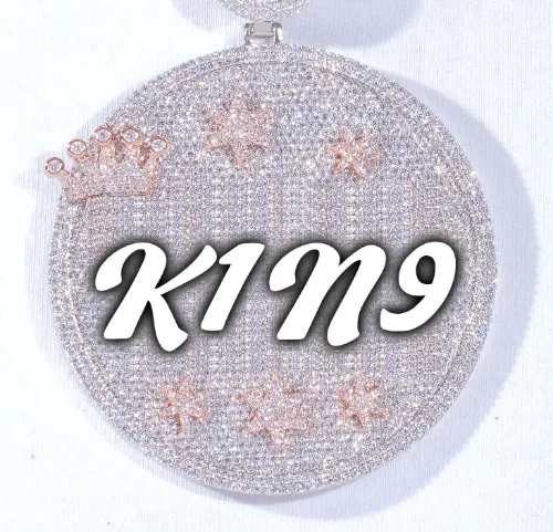 CUSTOM LETTER NECKLACE 3D BIG CROWN DISC sold by The GUU Shop
