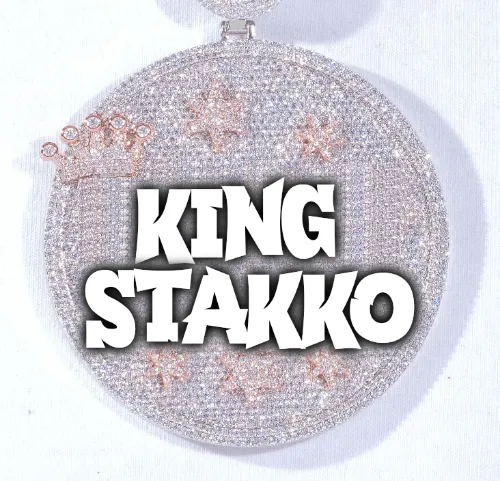 CUSTOM LETTER NECKLACE 3D BIG CROWN DISC sold by The GUU Shop