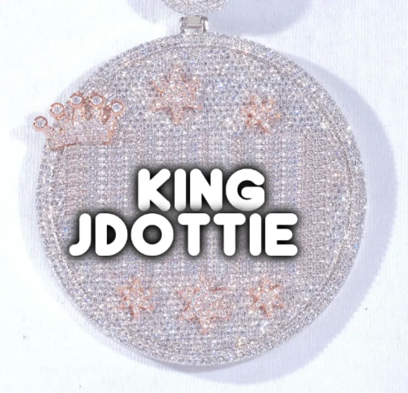 CUSTOM LETTER NECKLACE 3D BIG CROWN DISC sold by The GUU Shop