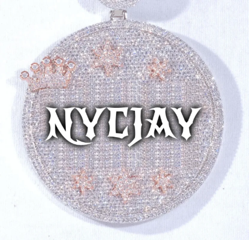 CUSTOM LETTER NECKLACE 3D BIG CROWN DISC sold by The GUU Shop