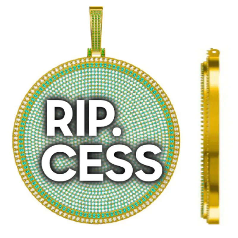 CUSTOM LETTER NECKLACE 3D BIG DISC sold by The GUU Shop