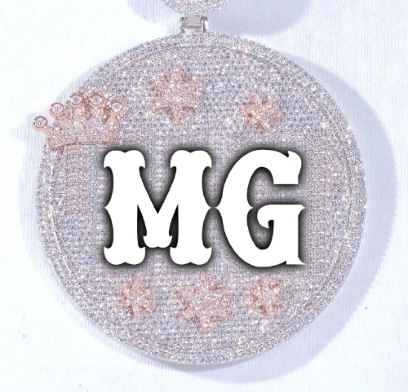CUSTOM LETTER NECKLACE 3D BIG CROWN DISC sold by The GUU Shop