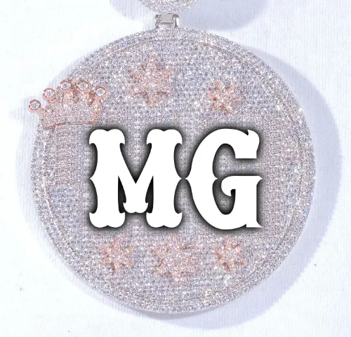 CUSTOM LETTER NECKLACE 3D BIG CROWN DISC sold by The GUU Shop