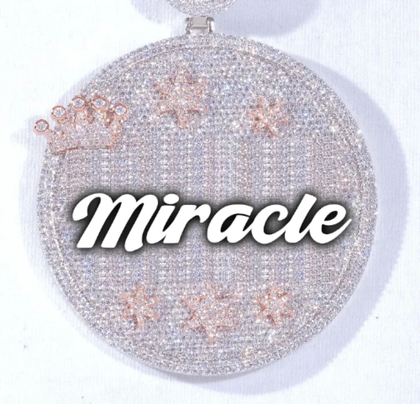 CUSTOM LETTER NECKLACE 3D BIG CROWN DISC sold by The GUU Shop