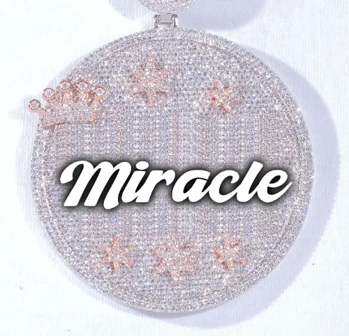 CUSTOM LETTER NECKLACE 3D BIG CROWN DISC sold by The GUU Shop