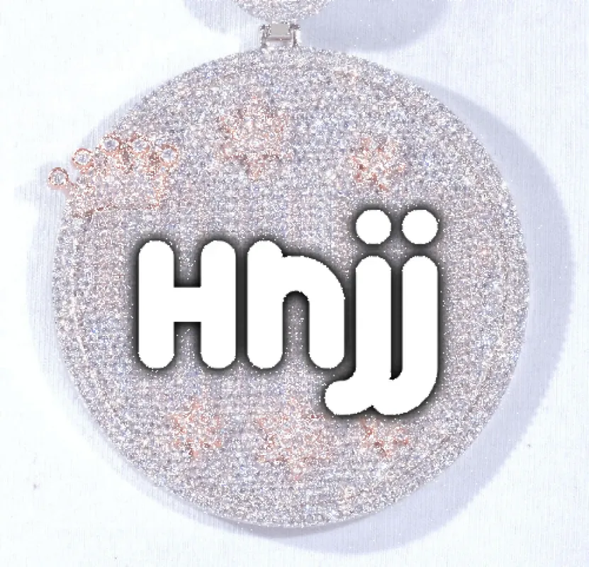 CUSTOM LETTER NECKLACE 3D BIG CROWN DISC sold by The GUU Shop