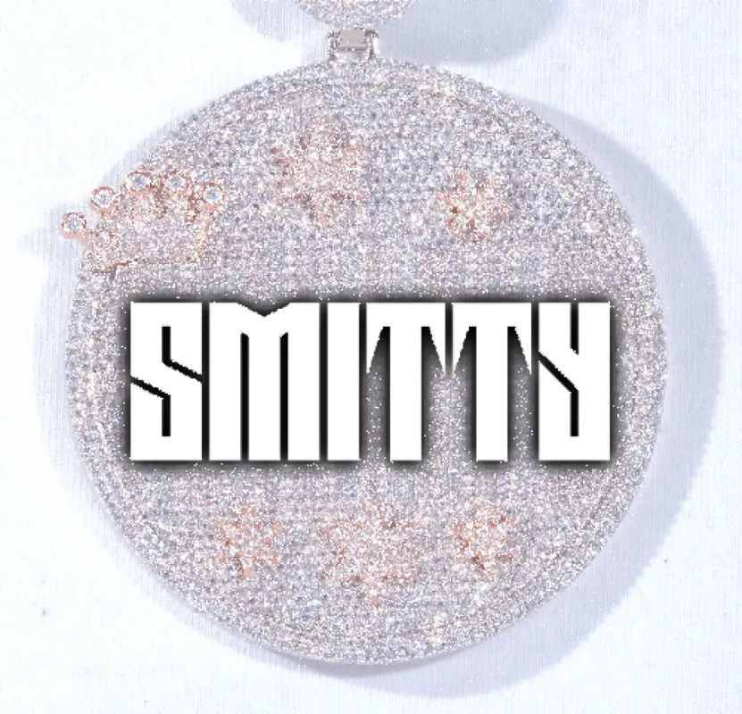 CUSTOM LETTER NECKLACE 3D BIG CROWN DISC sold by The GUU Shop