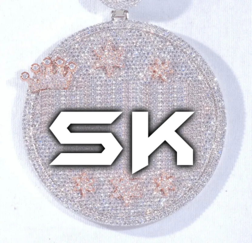 CUSTOM LETTER NECKLACE 3D BIG CROWN DISC sold by The GUU Shop