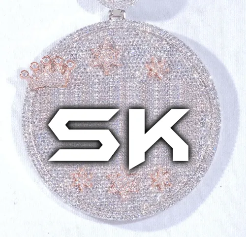 CUSTOM LETTER NECKLACE 3D BIG CROWN DISC sold by The GUU Shop