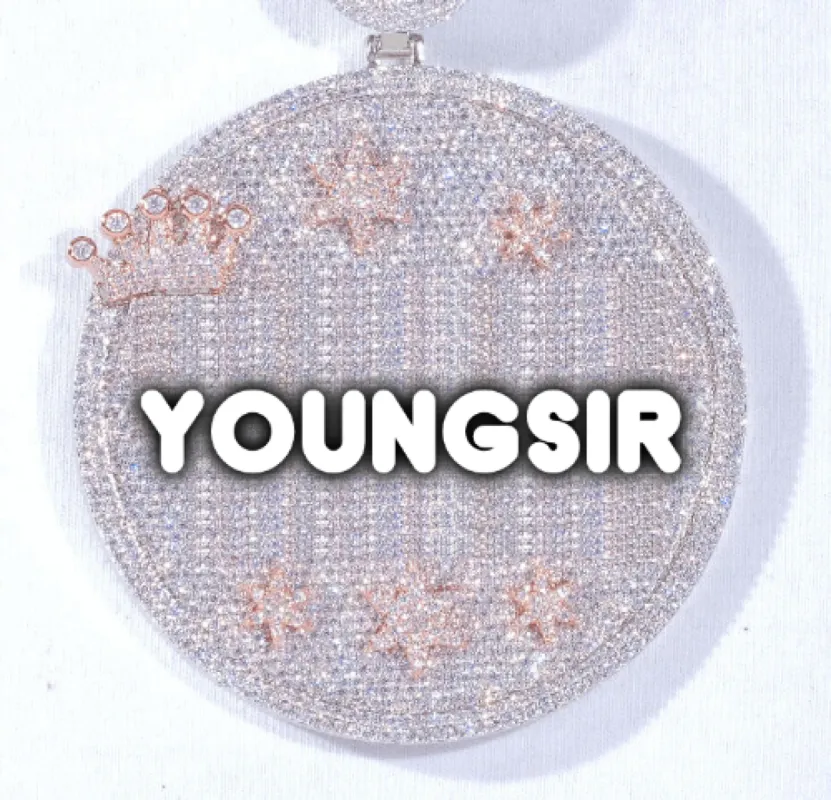 CUSTOM LETTER NECKLACE 3D BIG CROWN DISC sold by The GUU Shop