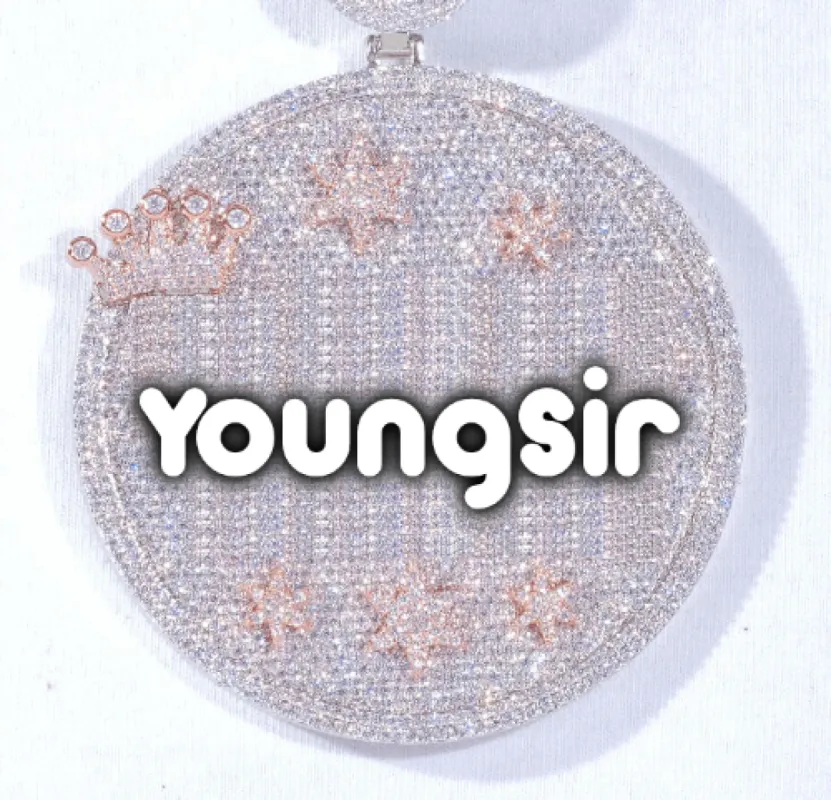 CUSTOM LETTER NECKLACE 3D BIG CROWN DISC sold by The GUU Shop