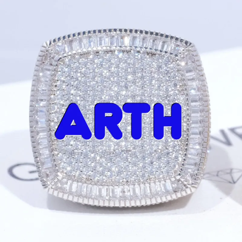 CUSTOM LETTER 3D ICED RING sold by The GUU Shop