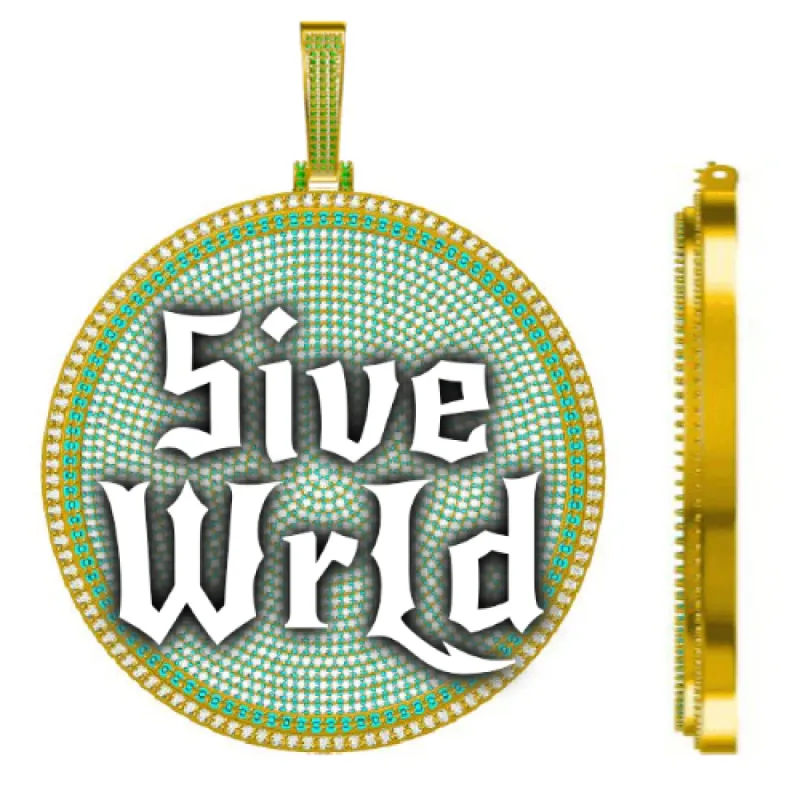 CUSTOM LETTER NECKLACE 3D BIG DISC sold by The GUU Shop