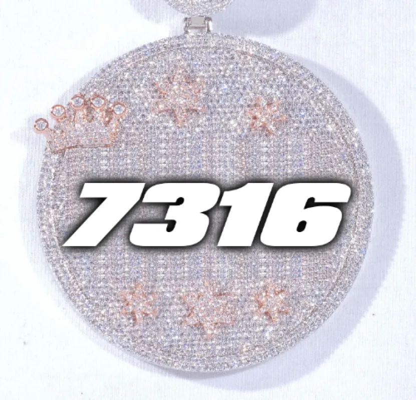 CUSTOM LETTER NECKLACE 3D BIG CROWN DISC sold by The GUU Shop