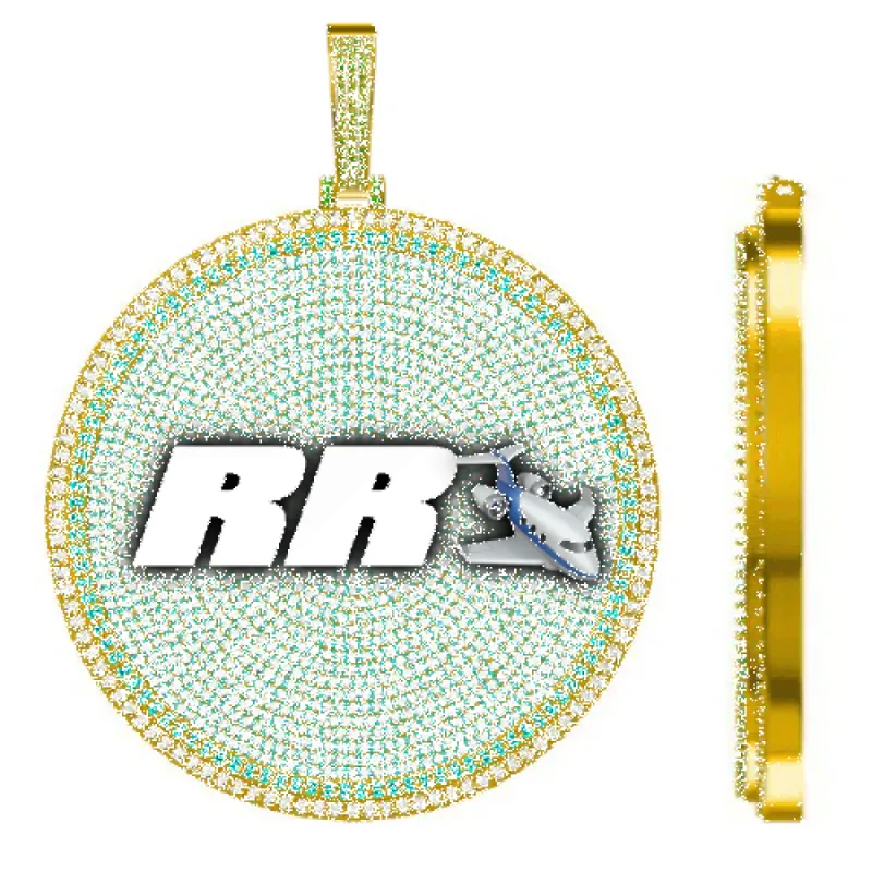 CUSTOM LETTER NECKLACE 3D BIG DISC sold by The GUU Shop