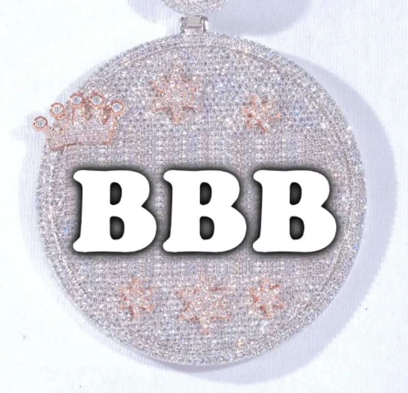 CUSTOM LETTER NECKLACE 3D BIG CROWN DISC sold by The GUU Shop