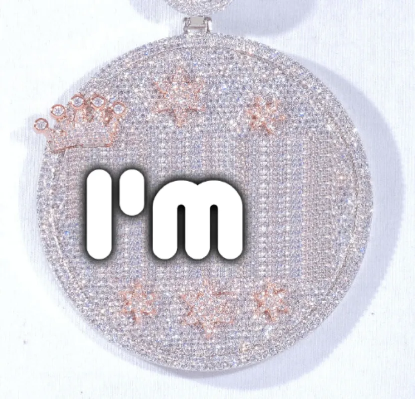 CUSTOM LETTER NECKLACE 3D BIG CROWN DISC sold by The GUU Shop