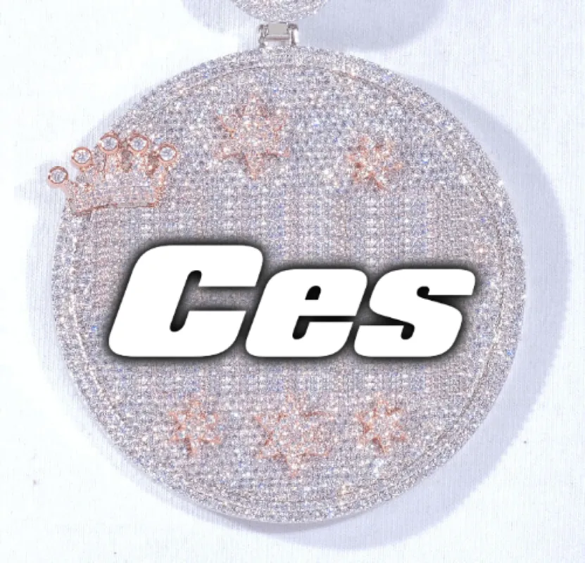 CUSTOM LETTER NECKLACE 3D BIG CROWN DISC sold by The GUU Shop