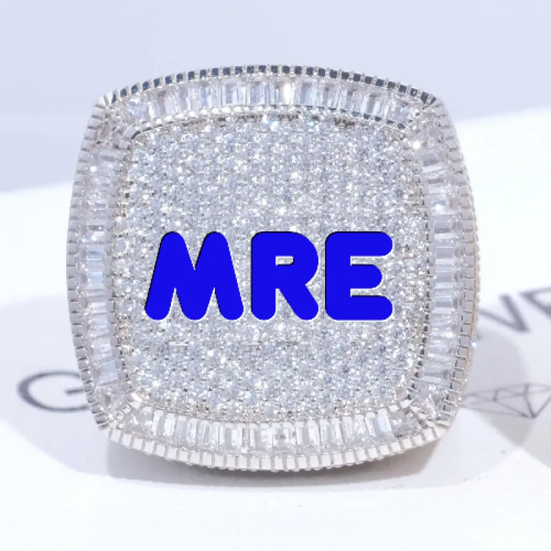 CUSTOM LETTER 3D ICED RING sold by The GUU Shop