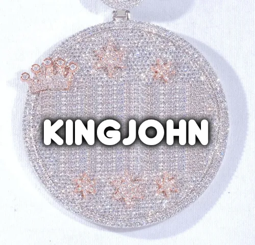 CUSTOM LETTER NECKLACE 3D BIG CROWN DISC sold by The GUU Shop