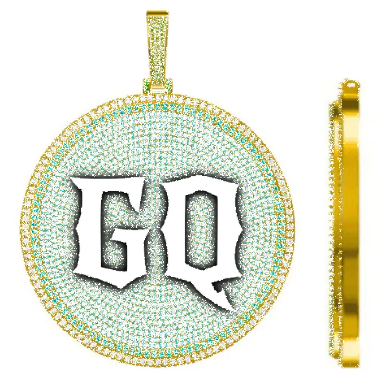CUSTOM LETTER NECKLACE 3D BIG DISC sold by The GUU Shop