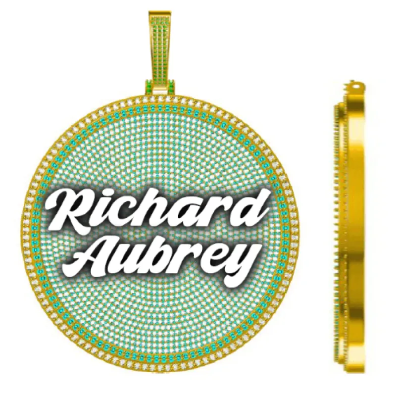 CUSTOM LETTER NECKLACE 3D BIG DISC sold by The GUU Shop