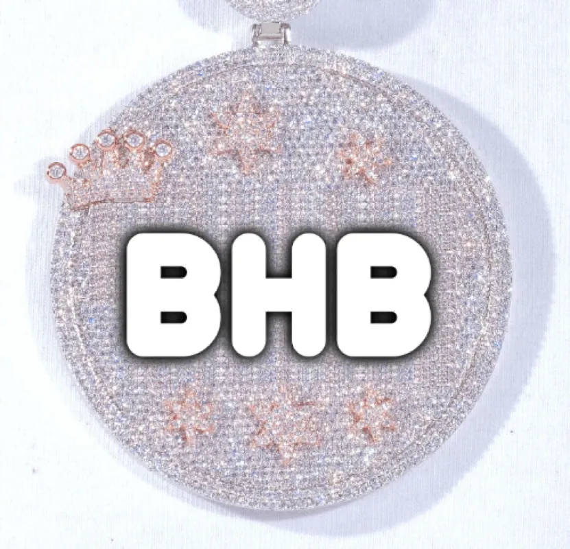 CUSTOM LETTER NECKLACE 3D BIG CROWN DISC sold by The GUU Shop