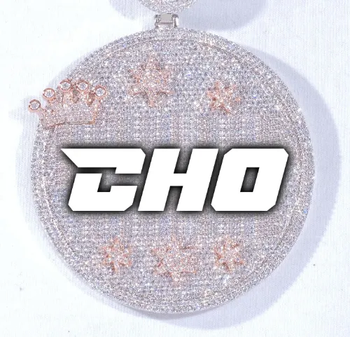 CUSTOM LETTER NECKLACE 3D BIG CROWN DISC sold by The GUU Shop