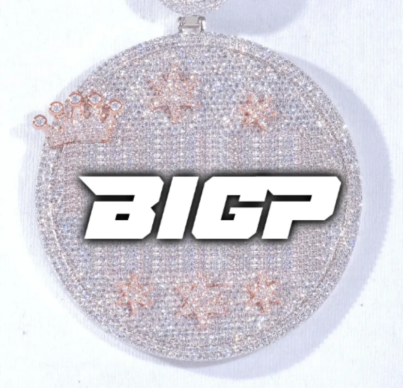 CUSTOM LETTER NECKLACE 3D BIG CROWN DISC sold by The GUU Shop