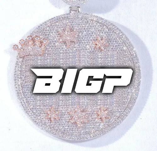 CUSTOM LETTER NECKLACE 3D BIG CROWN DISC sold by The GUU Shop