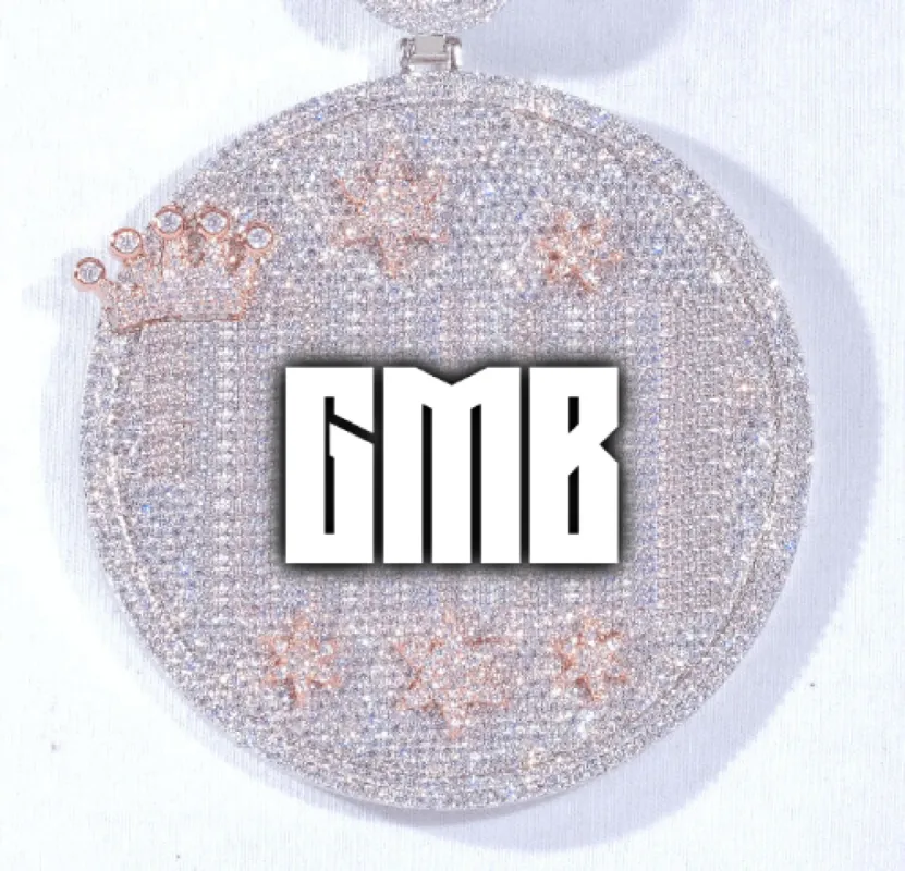 CUSTOM LETTER NECKLACE 3D BIG CROWN DISC sold by The GUU Shop