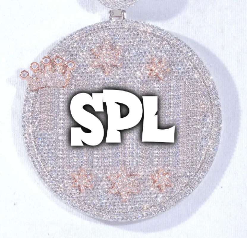 CUSTOM LETTER NECKLACE 3D BIG CROWN DISC sold by The GUU Shop