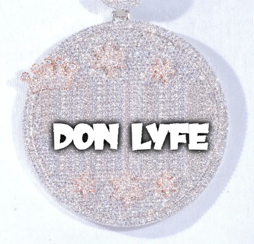 CUSTOM LETTER NECKLACE 3D BIG CROWN DISC sold by The GUU Shop