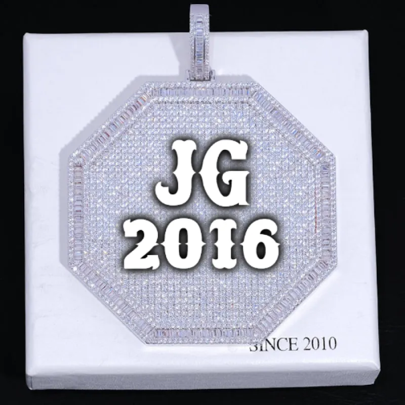 CUSTOM LETTER NECKLACE 3D BIG OCTAGON sold by The GUU Shop