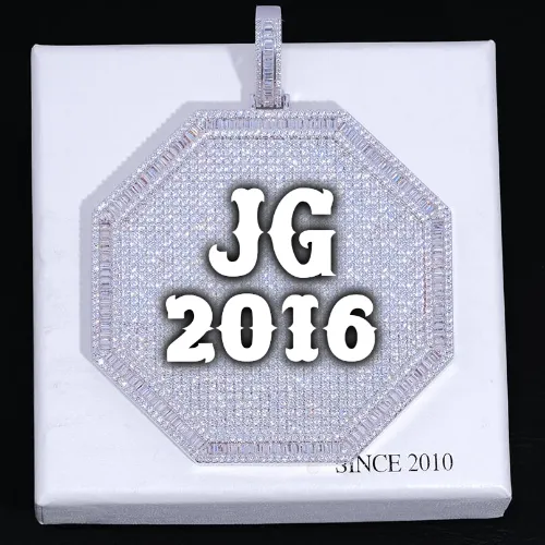 CUSTOM LETTER NECKLACE 3D BIG OCTAGON sold by The GUU Shop
