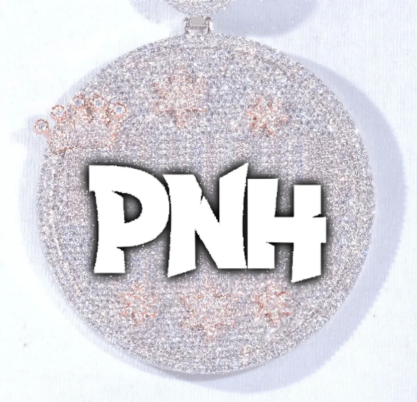 CUSTOM LETTER NECKLACE 3D BIG CROWN DISC sold by The GUU Shop