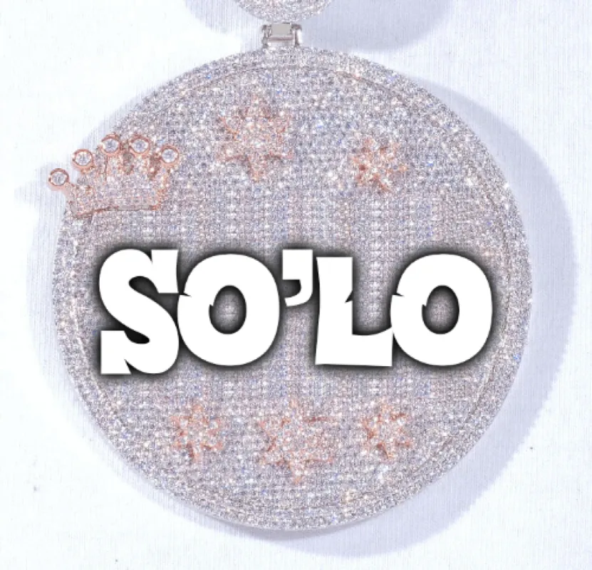 CUSTOM LETTER NECKLACE 3D BIG CROWN DISC sold by The GUU Shop