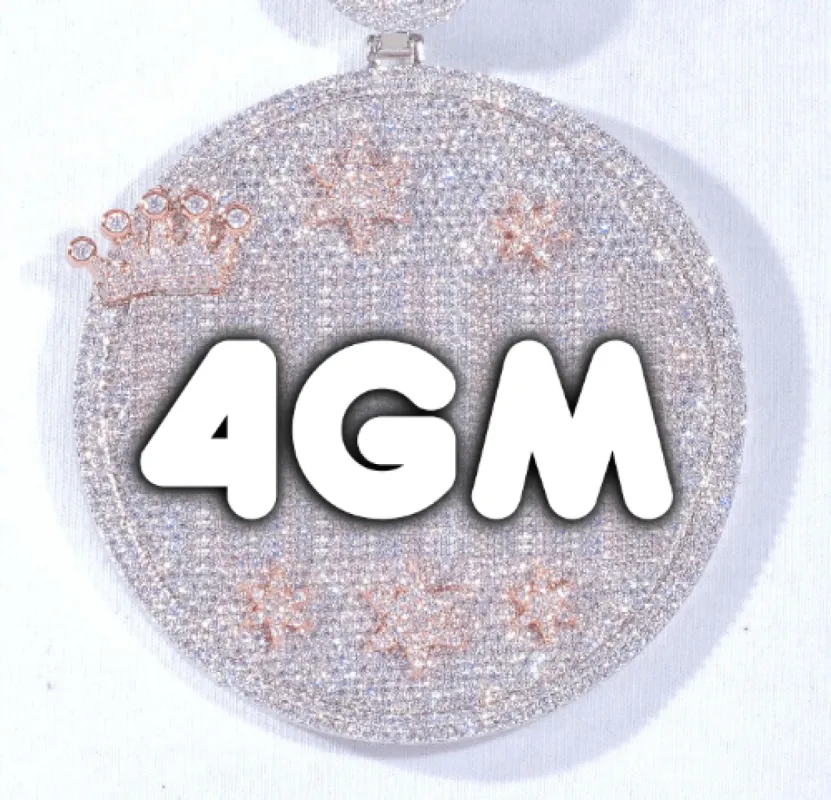 CUSTOM LETTER NECKLACE 3D BIG CROWN DISC sold by The GUU Shop